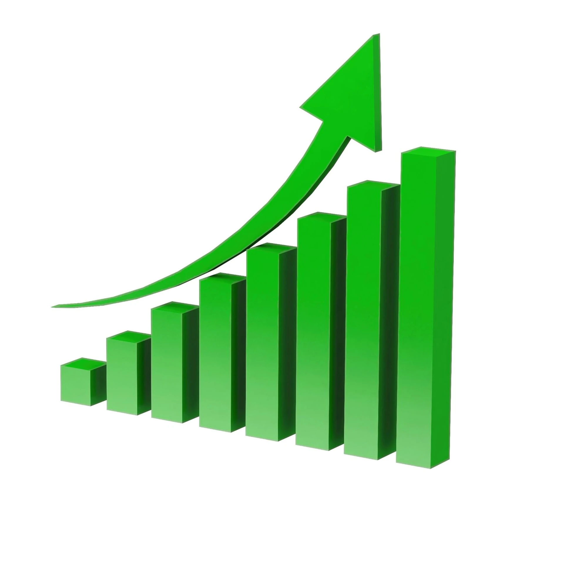 Green bars and arrow illustrating business growth