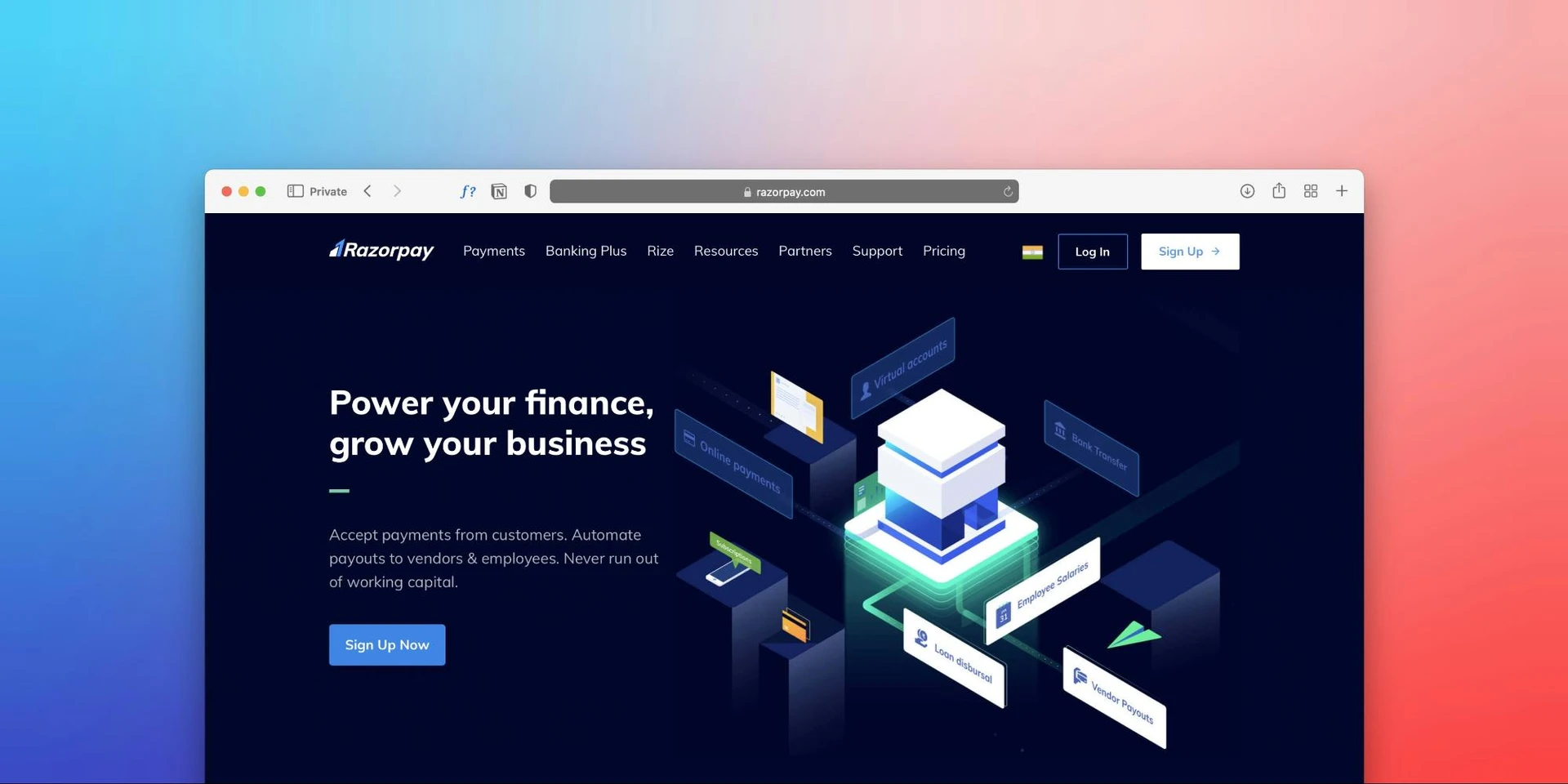 Finance technology website displayed on a computer